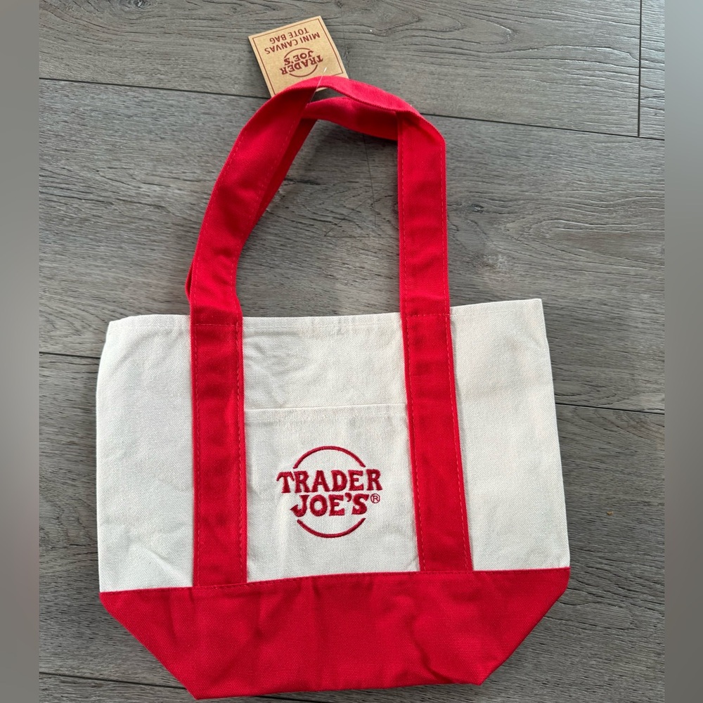 Trader Joe’s mini canvas tote bag.
